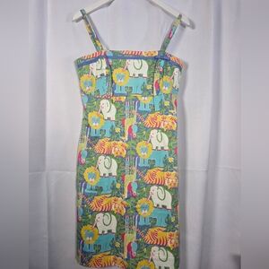 Vintage Key West Sun Dress Sleeveless Tropical Jungle Animal Print Size 6